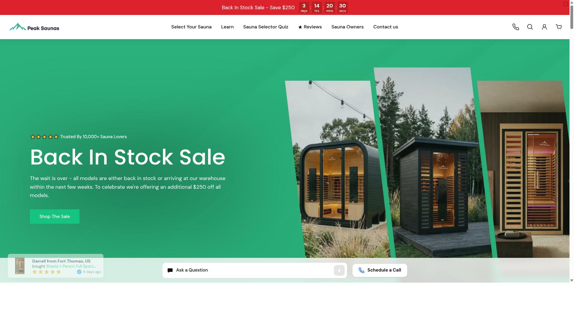 Peak Saunas website